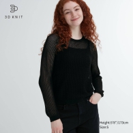 Вязаный свитер UNIQLO из 3D-сетки 1159797229 (Черный, S)