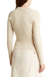 Жіночий светр у рубчик DKNY на кнопках 1159804519 (Бежевий, XL)