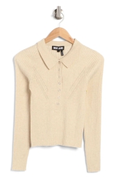 Женский свитер в рубчик DKNY на кнопках 1159804520 (Бежевый, L)