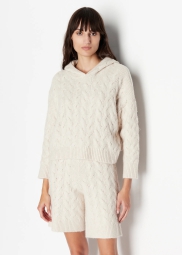 Женский вязаный свитер Armani Exchange с капюшоном 1159806787 (Молочный, M)