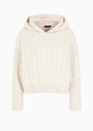 Женский вязаный свитер Armani Exchange с капюшоном 1159806740 (Молочный, S)
