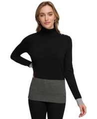 Жіночий легкий светр із коміром Calvin Klein водолазка 1159806495 (Чорний, L)