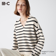 Вязаный свитер UNIQLO в полоску 1159811832 (Белый, M)