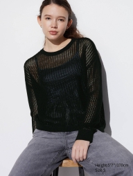 В'язаний светр сітчастий UNIQLO 1159820594 (Чорний XL)