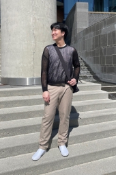 В'язаний светр сітчастий UNIQLO 1159820594 (Чорний XL)