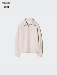 Светр на напівблискавці UNIQLO із вовни 1159831587 (Бежевий M)