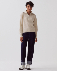 Свитер на полумолнии UNIQLO из шерсти 1159831587 (Бежевый M)