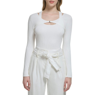 Женский вязаный свитер Calvin Klein в рубчик 1159832856 (Молочный M)
