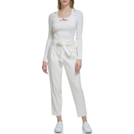 Женский вязаный свитер Calvin Klein в рубчик 1159832856 (Молочный M)