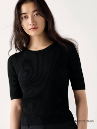 Шерстяной свитер UNIQLO с коротким рукавом 1159832967 (Черный XXL)