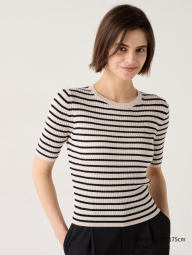 Шерстяной свитер UNIQLO с коротким рукавом 1159833658 (Молочный M)