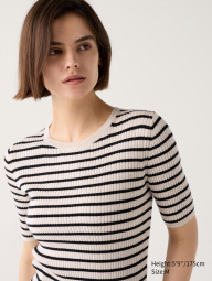 Шерстяной свитер UNIQLO с коротким рукавом 1159833658 (Молочный M)