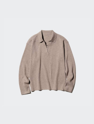 Эластичный свитер UNIQLO с V-образным вырезом 1159834073 (Коричневый L)