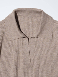 Эластичный свитер UNIQLO с V-образным вырезом 1159834073 (Коричневый L)