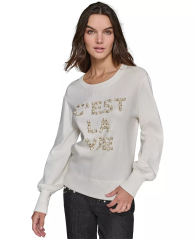 Женский свитер Karl Lagerfeld Paris с бусинами 1159835676 (Молочный M)