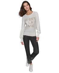 Женский свитер Karl Lagerfeld Paris с бусинами 1159835676 (Молочный M)