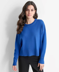 Женский свитер DKNY с металлическими заклепками 1159837391 (Синий XL)