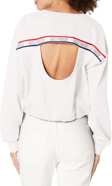 Женский свитшот Tommy Hilfiger кофта с открытой спиной 1159770312 (Белый, S)