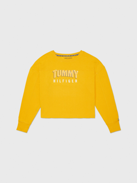 Женский укороченный свитшот Tommy Hilfiger кофта на флисе 1159775355 (Желтый, XS)