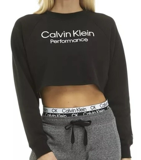 Женский укороченный свитшот Calvin Klein мягкая кофта 1159786920 (Черный, L)