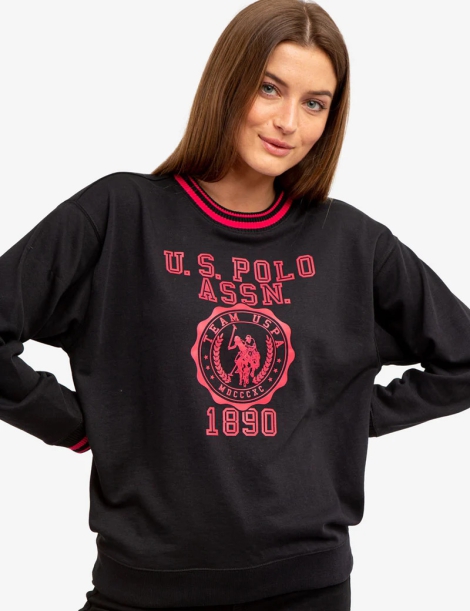 Жіночий світшот U.S. Polo Assn з логотипом 1159804598 (Чорний, M)