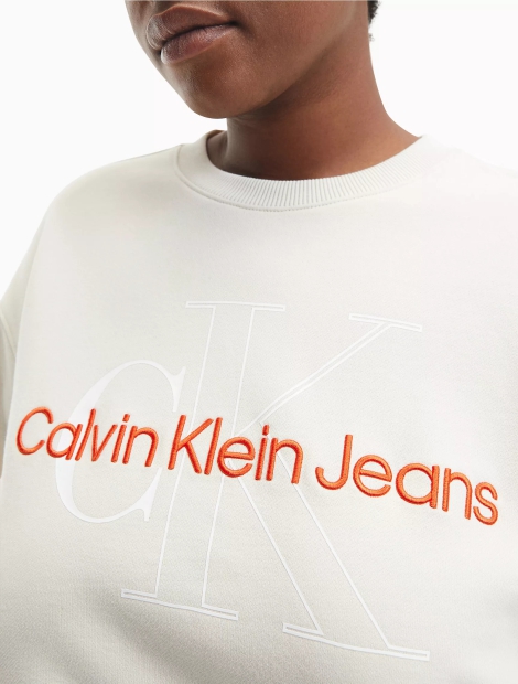 Женский укороченный свитшот Calvin Klein с логотипом 1159809160 (Бежевый, 4XL)