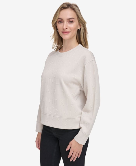 Женский свитшот Calvin Klein с логотипом 1159810541 (Бежевый, XL)