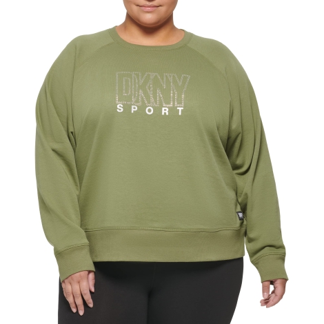Жіночий світшот DKNY з логотипом зі страз 1159820683 (Зелений 2X)