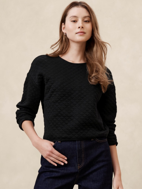 Женский стеганый свитшот Banana Republic 1159836532 (Черный XS)
