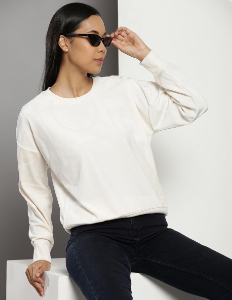 Велюровый свитшот Calvin Klein с логотипом 1159837802 (Молочный XS)