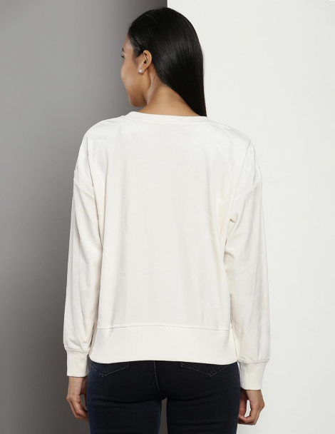 Велюровый свитшот Calvin Klein с логотипом 1159837802 (Молочный XS)