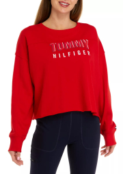 Женский укороченный свитшот Tommy Hilfiger кофта на флисе 1159776276 (Красный, L)