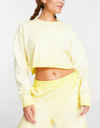 Женский укороченный свитшот Tommy Hilfiger кофта с логотипом 1159782288 (Желтый, XS)