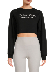 Женский укороченный свитшот Calvin Klein мягкая кофта 1159786920 (Черный, L)