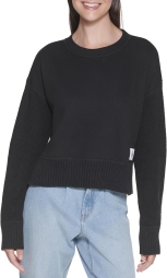 Женский свитшот Calvin Klein с вязаными рукавами 1159802602 (Черный, XL)