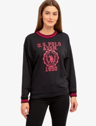 Женский свитшот U.S. Polo Assn с логотипом 1159804599 (Черный, L)