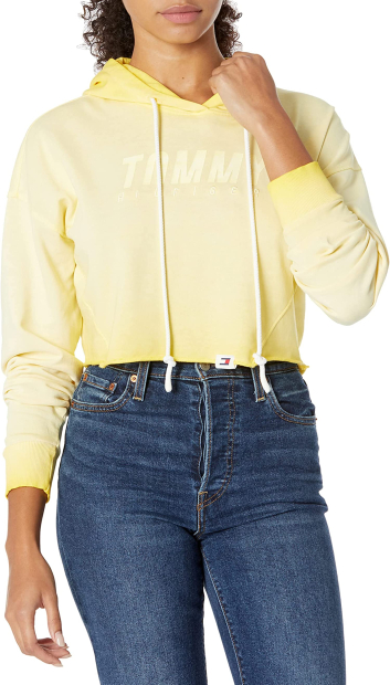 Женское укороченное худи Tommy Hilfiger кофта с завязками 1159774731 (Желтый, M)
