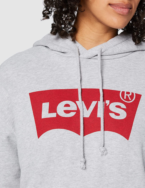 Жіноче худі Levi's толстовка з логотипом оригінал 1159777896 (Сірий, S)