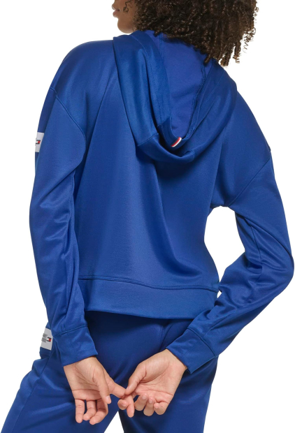 Жіноче худі з капюшоном Tommy Hilfiger толстовка на блискавці оригінал 1159789887 (Білий/синій, M)