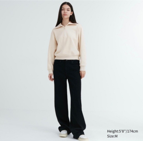 Стильна толстовка UNIQLO з напівблискавкою 1159798440 (Молочний, S)