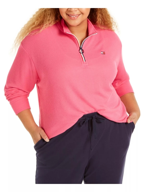 Женская легкая толстовка Tommy Hilfiger из вафельного материала 1159806191 (Розовый, 0X)