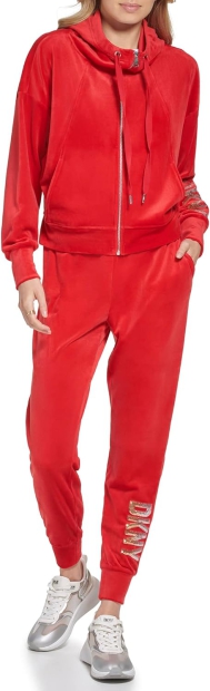 Женская велюровая толстовка DKNY на молнии 1159807268 (Красный, S)