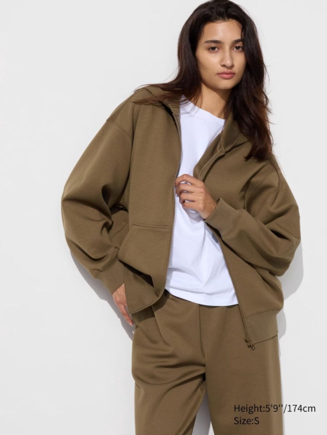 Толстовка флісова на блискавці UNIQLO з капюшоном 1159822042 (Коричневий S)