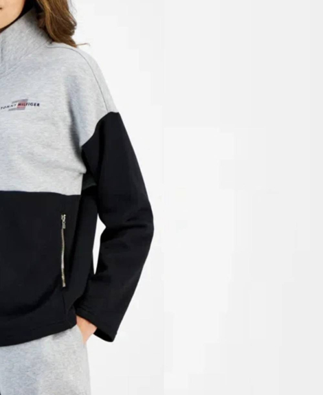 Женская толстовка Tommy Hilfiger с полумолнией 1159834523 (Черный/Серый M)