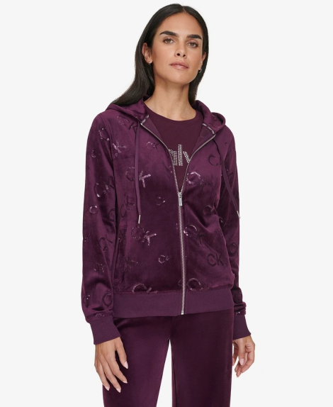 Женская велюровая толстовка Calvin Klein с пайетками 1159834787 (Бордовый S)