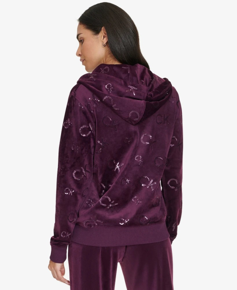 Женская велюровая толстовка Calvin Klein с пайетками 1159834787 (Бордовый S)