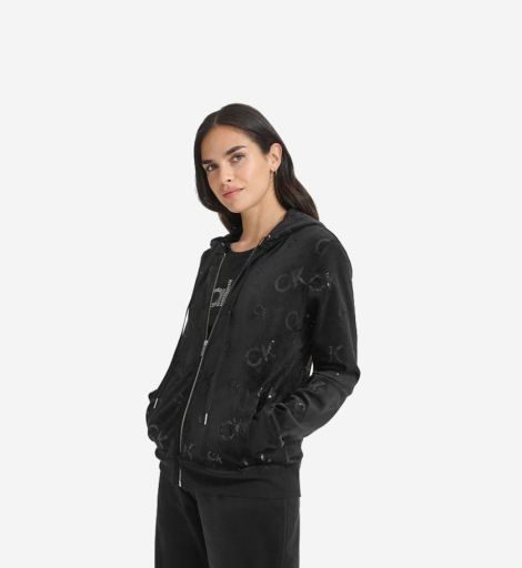 Женская велюровая толстовка Calvin Klein с пайетками 1159834818 (Черный S)