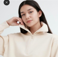 Стильна толстовка UNIQLO з напівблискавкою 1159798440 (Молочний, S)