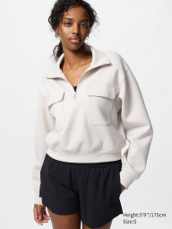 Женская укороченная толстовка UNIQLO с полумолнией 1159833107 (Серый S)