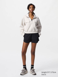 Женская укороченная толстовка UNIQLO с полумолнией 1159833107 (Серый S)